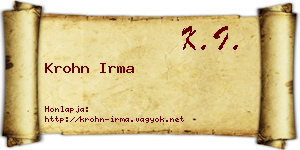 Krohn Irma névjegykártya